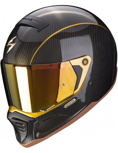 Casco Scorpion Exo-HX1 Carbon SE Solid | Negro y dorado