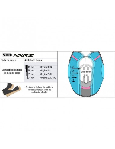 Almofadas laterais Peça de substituição Shoei...