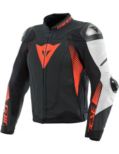Chaqueta Dainese Super Speed 4 Perf. | Negro mate-blanco-rojo fluor