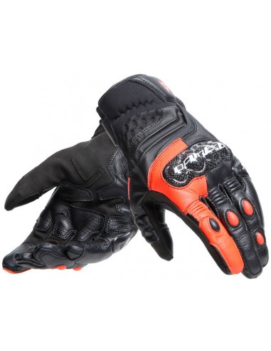 Guantes Dainese Carbon 4 Short | Negro y rojo fluor