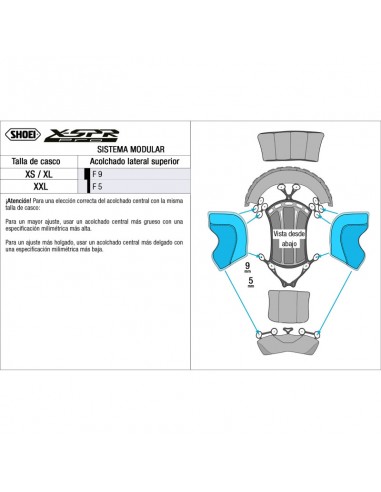 Recambio Shoei Acolchado Lateral Superior X-SPR...