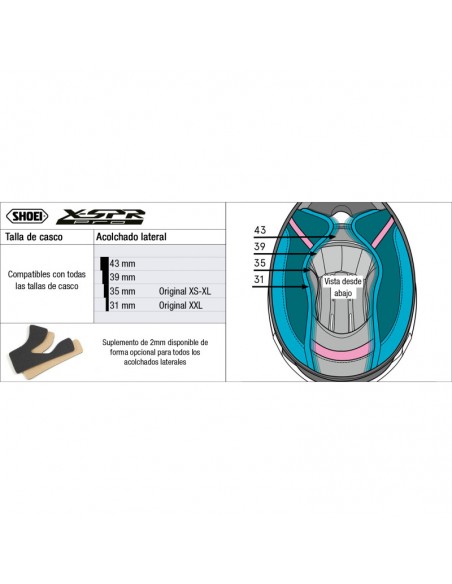 Peça de substituição da almofada lateral Shoei X-SPR Pro