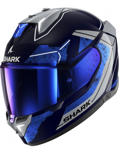 Casco Shark Skwal i3 Rhad | Azul-cromado-plata
