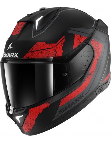Casco Shark Skwal i3 Rhad Mate | Negro-cromado-rojo