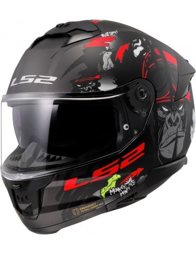 Casco LS2 FF808 Stream II Angry Monkey | Mate-Negro y rojo