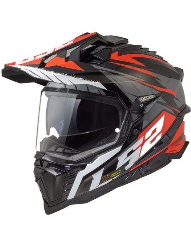 Casco LS2 MX701 Explorer Spire | Negro-titanio-rojo