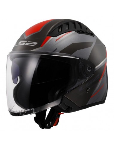 Casco LS2 OF600 Copter II Diston | Gris y rojo