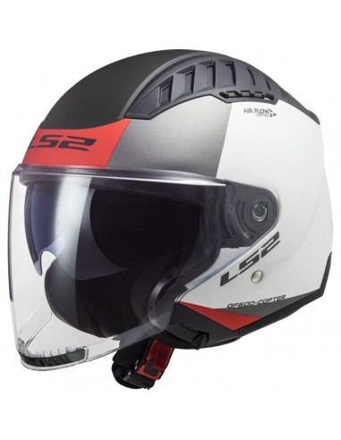 Casco LS2 OF600 Copter II Urbane | Mate-Blanco y rojo
