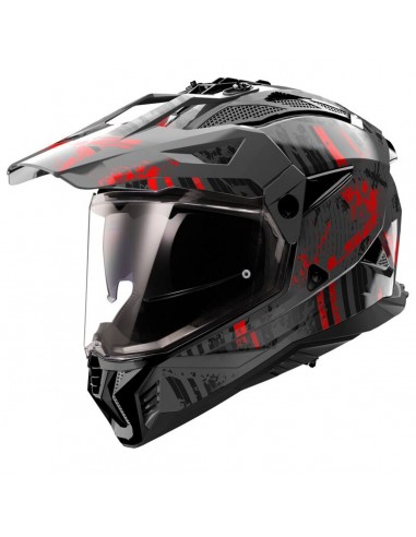 Casco LS2 MX702 Pioneer II Crazy | Negro y rojo