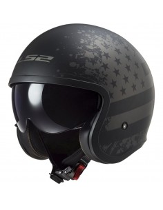 Casco LS2 OF599 Spitfire II Flag | Mate-Negro y titanio