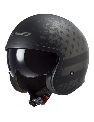 Casco LS2 OF599 Spitfire II Flag | Mate-Negro y titanio