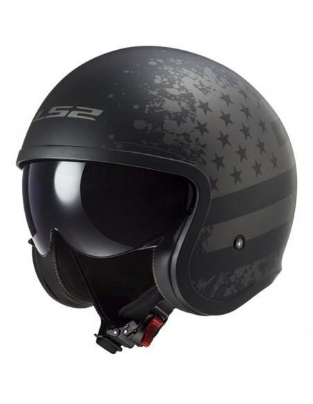 Casco LS2 OF599 Spitfire II Flag | Mate-Negro y titanio