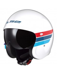 Casco LS2 OF599 Spitfire II Retro | Blanco-azul-rojo