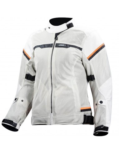 Chaqueta LS2 Riva Lady | Gris claro-naranja fluor