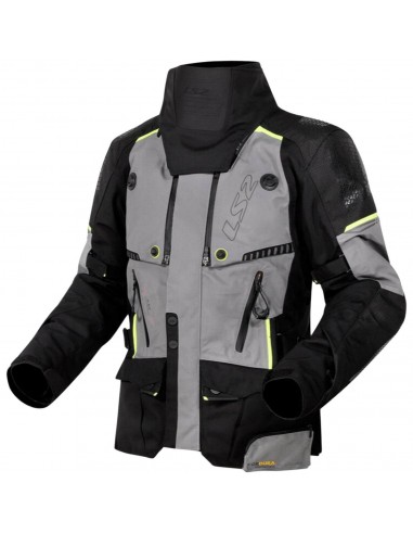 Chaqueta LS2 Apollo | Negro-gris oscuro-amarillo fluor