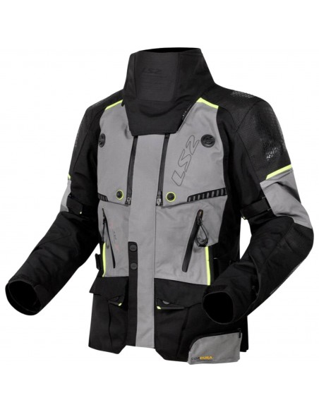 Chaqueta LS2 Apollo | Negro-gris oscuro-amarillo fluor