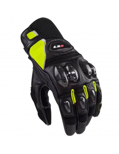 Guantes LS2 Spark 2 Cuero | Negro-amarillo fluor
