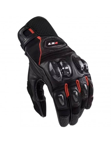 Guantes LS2 Spark 2 Cuero | Negro-rojo