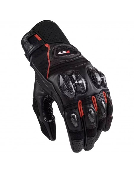 Guantes LS2 Spark 2 Cuero | Negro-rojo