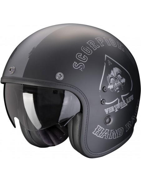 Casco Scorpion Belfast Evo Spade | Mate-Negro y plata