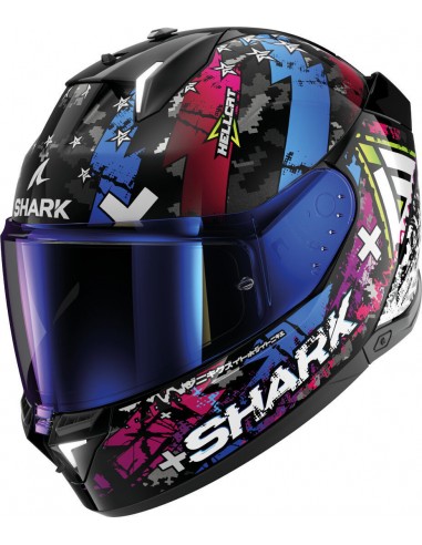 Casco Shark Skwal i3 Hellcat | Negro-cromado-azul
