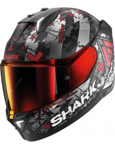 Casco Shark Skwal i3 Hellcat Mate | Negro-cromado-rojo