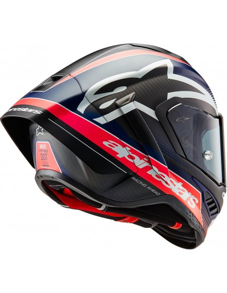 Casco Alpinestars Supertech R10 Team | Carbono-rojo fluor-azul oscuro