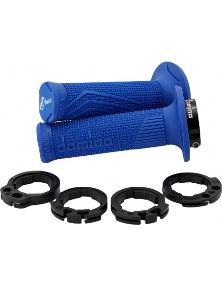 Punhos Domino Off Road D100 D-Lock no azul fechado