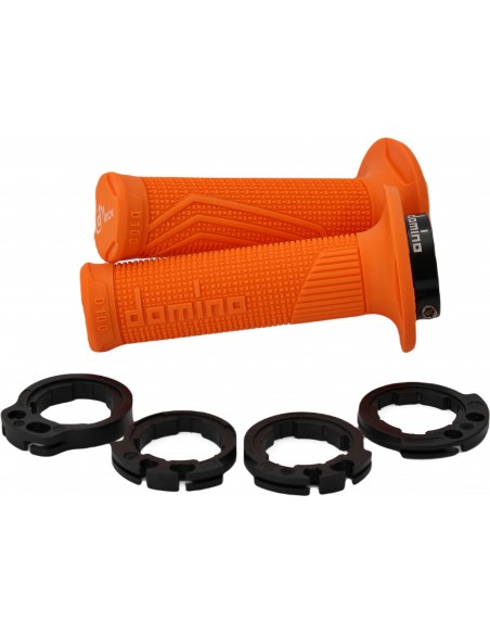 Puños Domino Off Road D100 D-Lock On Cerrado Naranja