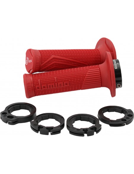 Puños Domino Off Road D100 D-Lock On Cerrado Rojo