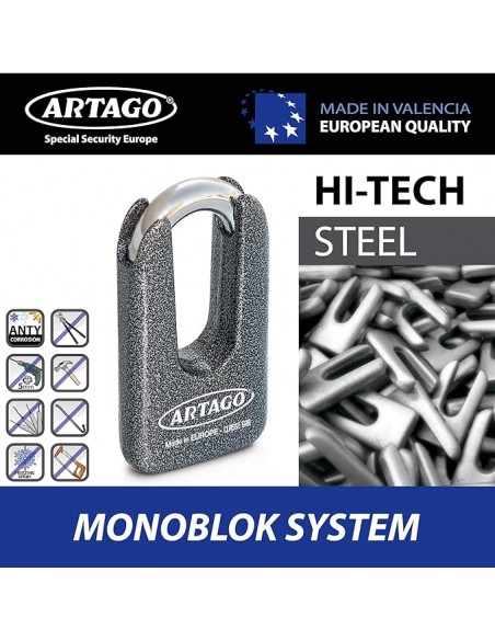 Cadena y Candado Antirrobo Artago Bunker Selection 69T