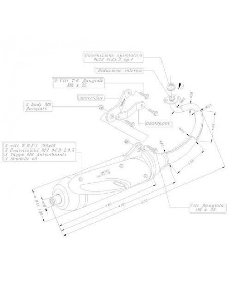 Escapamento Leovince Sito para Yamaha Aerox 50 Kat refrigerada a líquido (2004-2012)